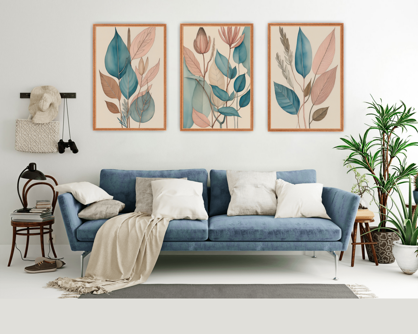 Set of 3 Poster Green Purple Minimalistic Wall Art