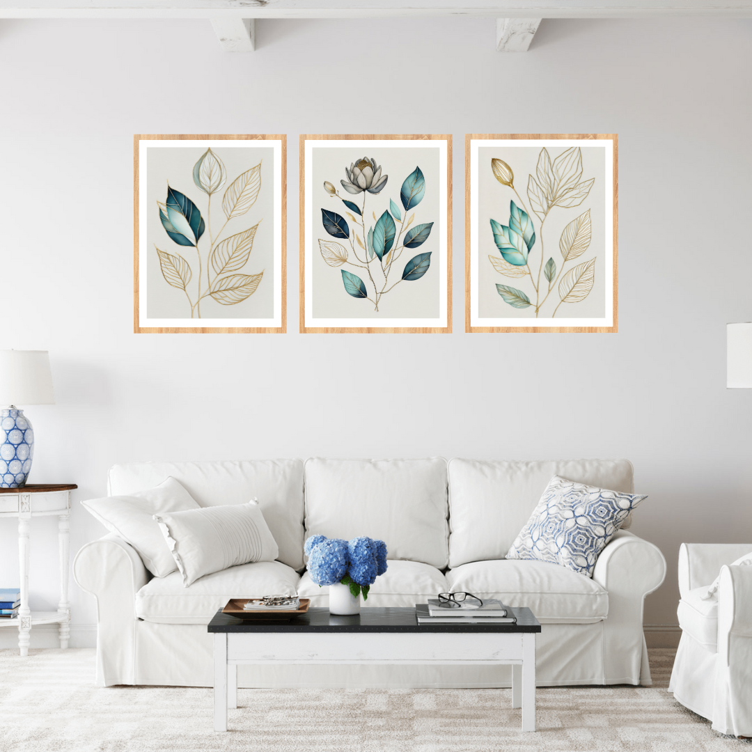 Art Print - Botanical Serenity- Set of 3 Wall Art