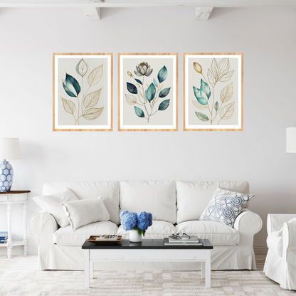 Art Print - Botanical Serenity- Set of 3 Wall Art