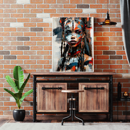 Poster | Glossy | Matt | High Quality Paper | Aztec Queen Wall Art - Mystical ethnic portrait, ideal for a stylish and cultural decoration