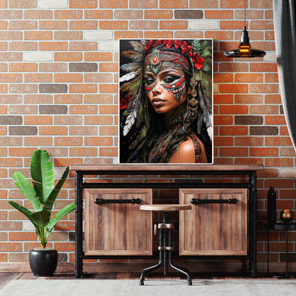 Poster | Kunstdruck Aztekenkönigin Wandbild – Mystisches Portrait im Ethno-Stil als hochwertiger Kunstdruck 