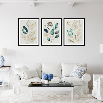 Art Print - Botanical Serenity- Set of 3 Wall Art