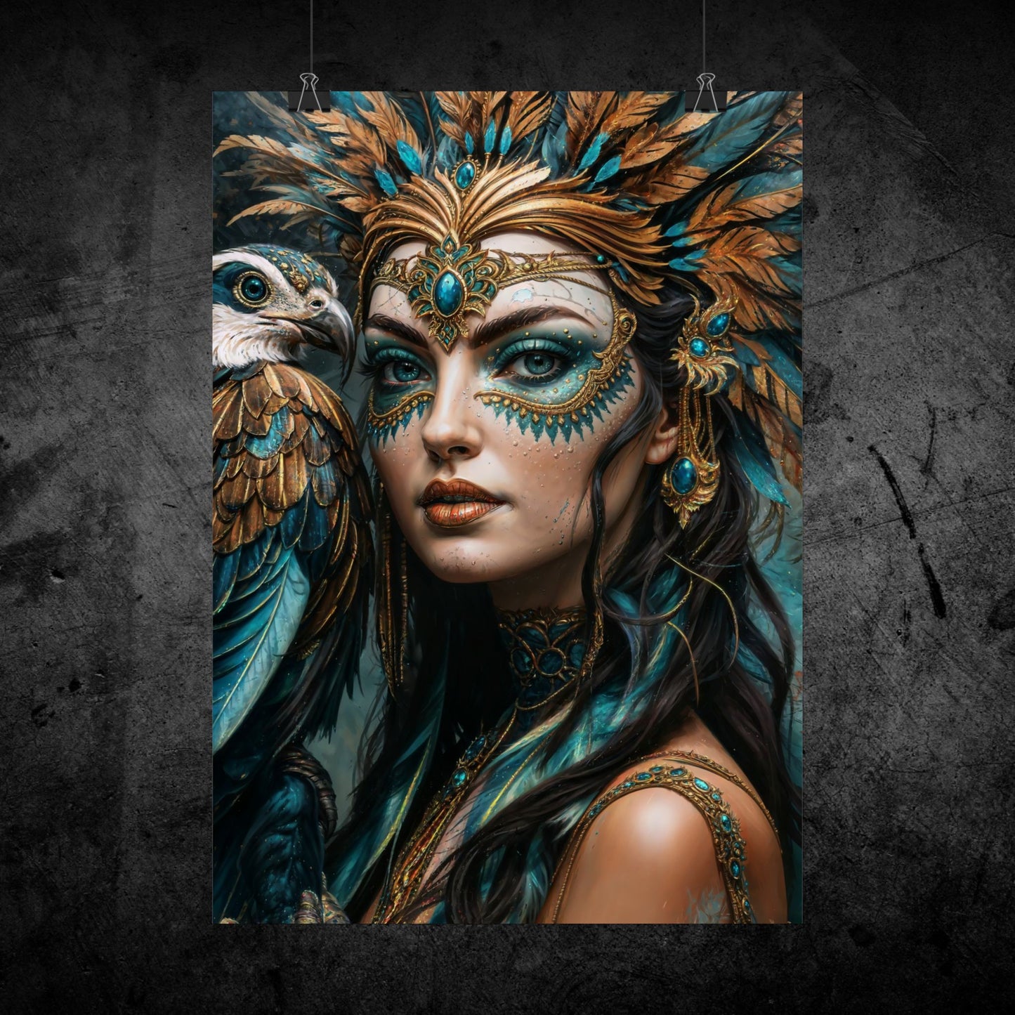 Affiche | Décoration murale Tribal Queen | Mat ou brillant | Portrait de femme | Intérieur de maison contemporain moderne 