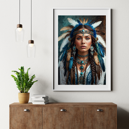 Poster | Aztec-Inspired Art | A blend of celestial beauty and tribal elegance