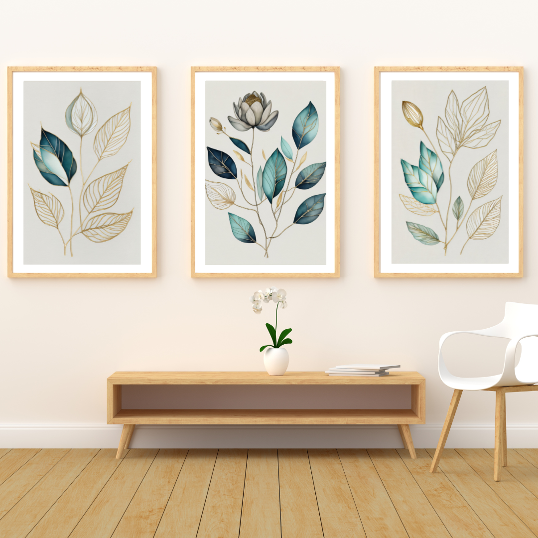 Art Print - Botanical Serenity- Set of 3 Wall Art