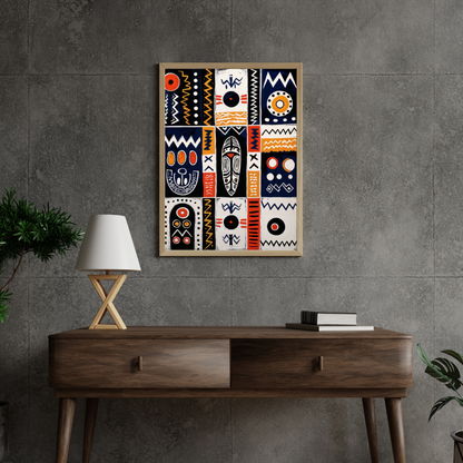 Poster | Abstract African Art with Symmetrical Geometric Designs