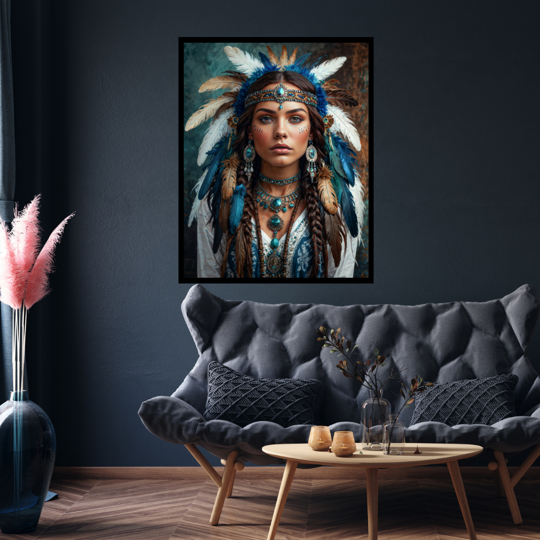 Poster | Aztec-Inspired Art | A blend of celestial beauty and tribal elegance
