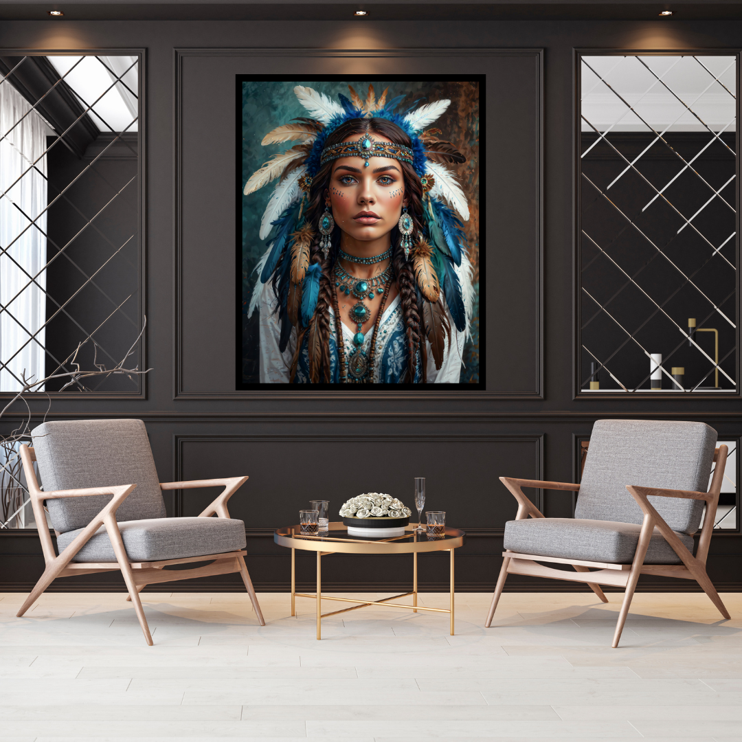 Poster | Aztec-Inspired Art | A blend of celestial beauty and tribal elegance