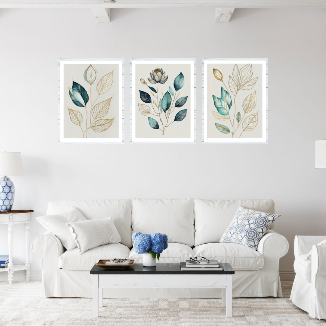 Art Print - Botanical Serenity- Set of 3 Wall Art