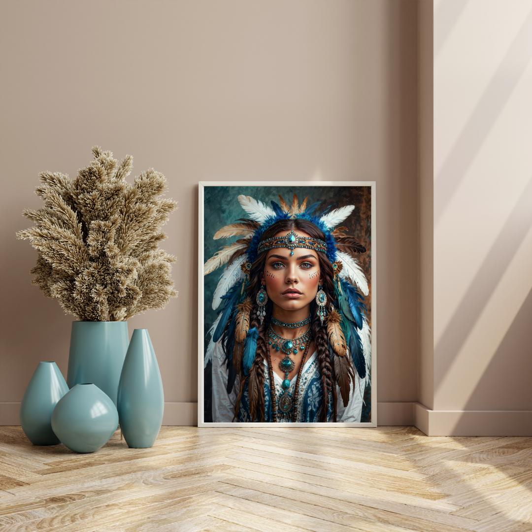 Poster | Aztec-Inspired Art | A blend of celestial beauty and tribal elegance