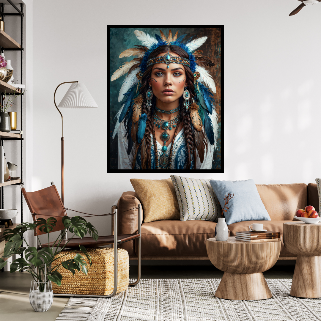 Poster | Aztec-Inspired Art | A blend of celestial beauty and tribal elegance