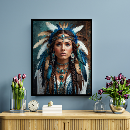 Poster | Aztec-Inspired Art | A blend of celestial beauty and tribal elegance