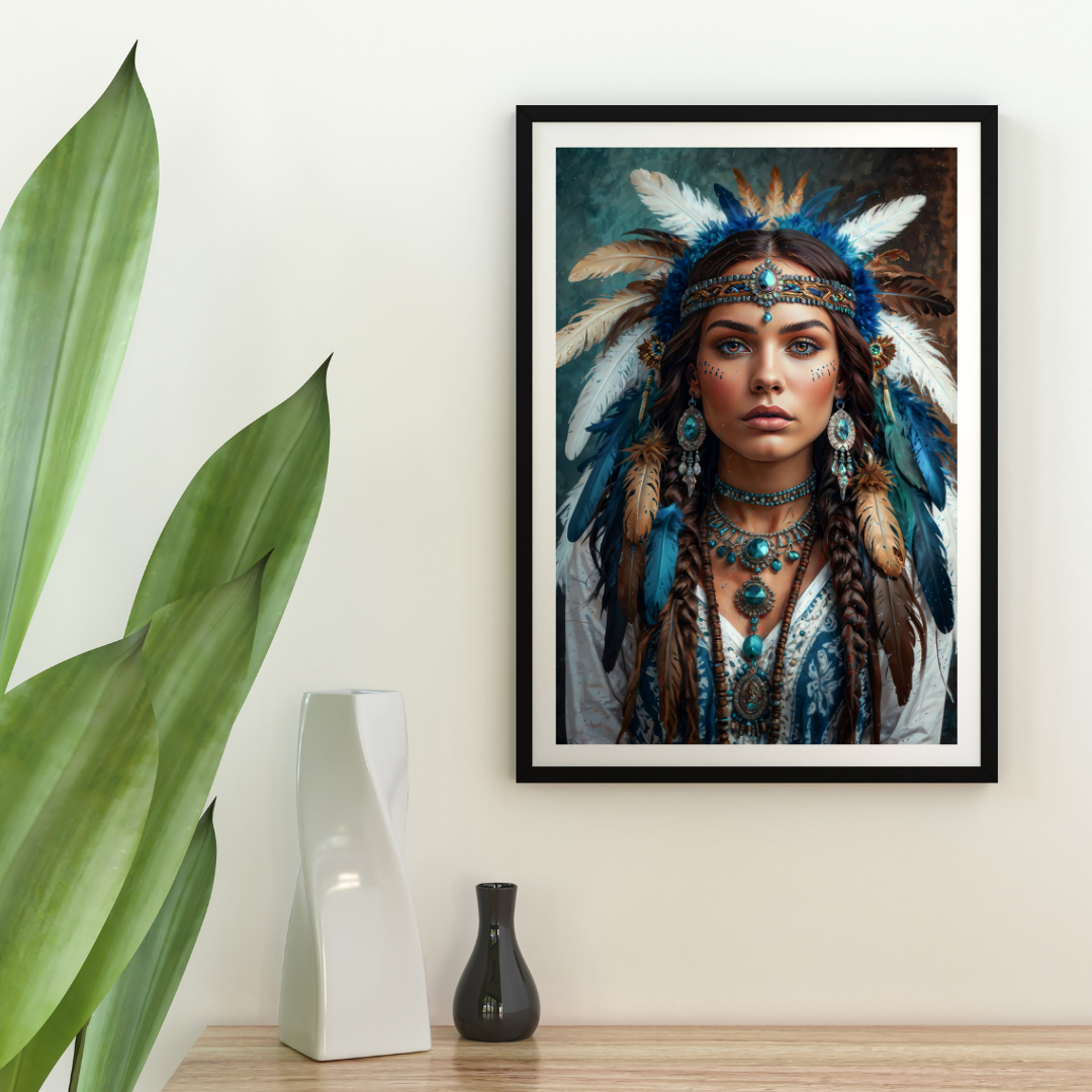 Poster | Aztec-Inspired Art | A blend of celestial beauty and tribal elegance