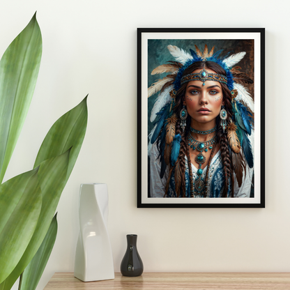 Poster | Aztec-Inspired Art | A blend of celestial beauty and tribal elegance