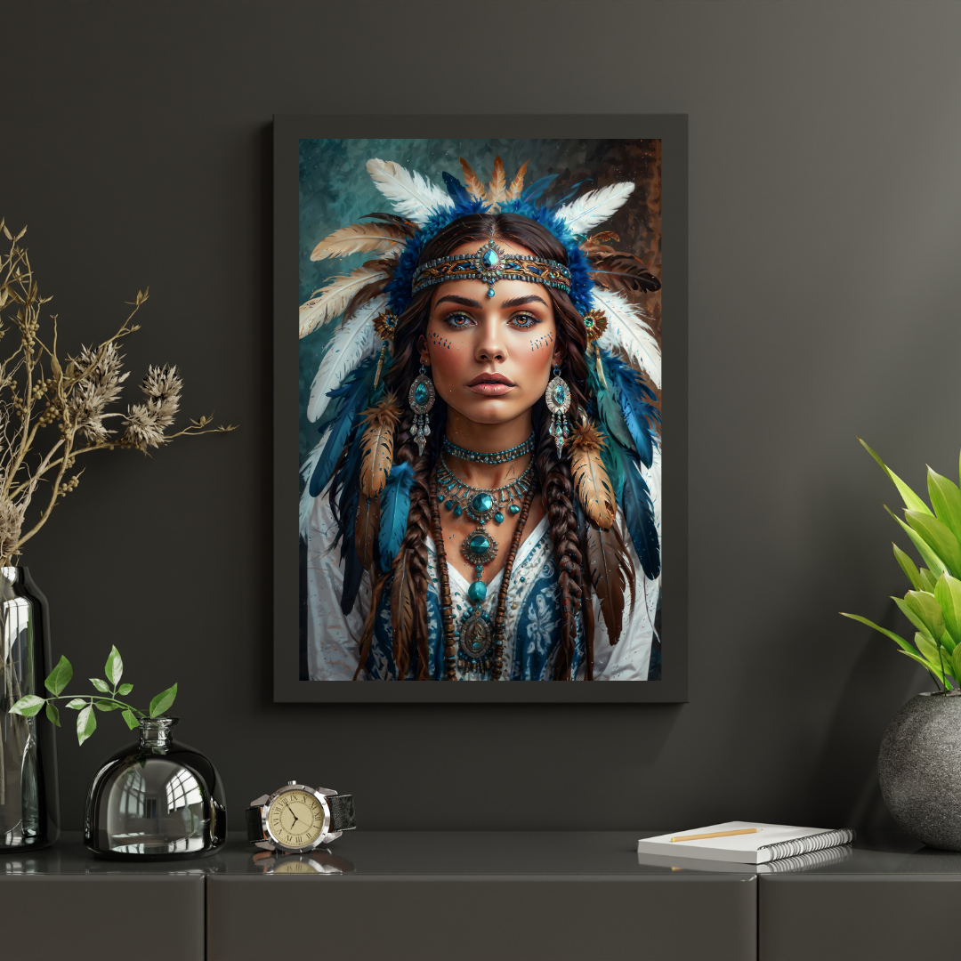 Poster | Aztec-Inspired Art | A blend of celestial beauty and tribal elegance