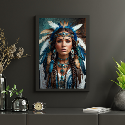 Poster | Aztec-Inspired Art | A blend of celestial beauty and tribal elegance
