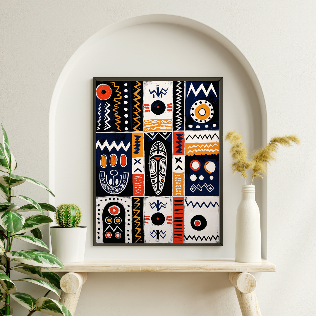 Poster | Abstract African Art with Symmetrical Geometric Designs