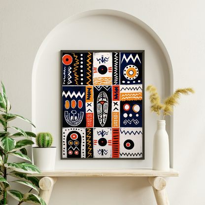 Poster | Abstract African Art with Symmetrical Geometric Designs