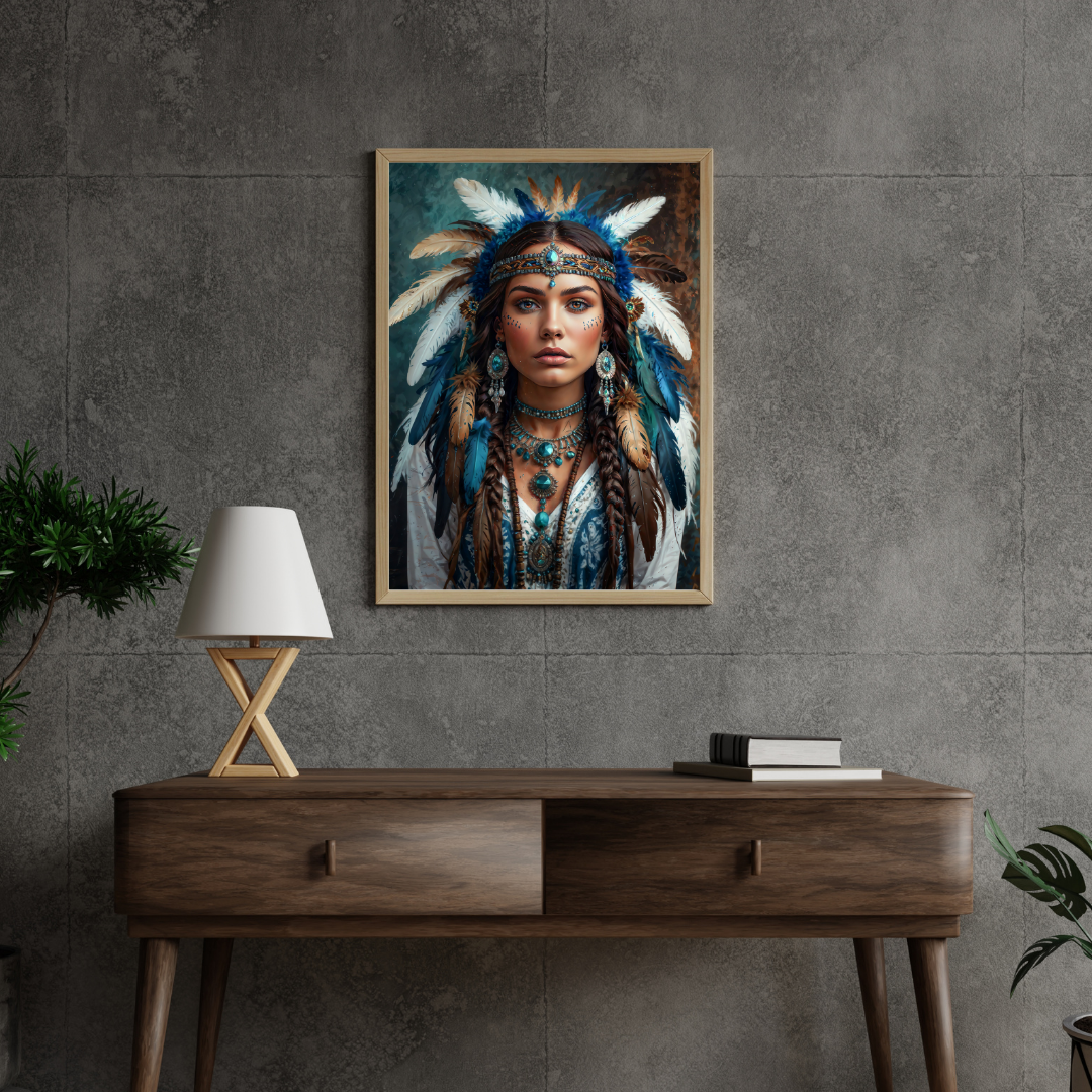Poster | Aztec-Inspired Art | A blend of celestial beauty and tribal elegance