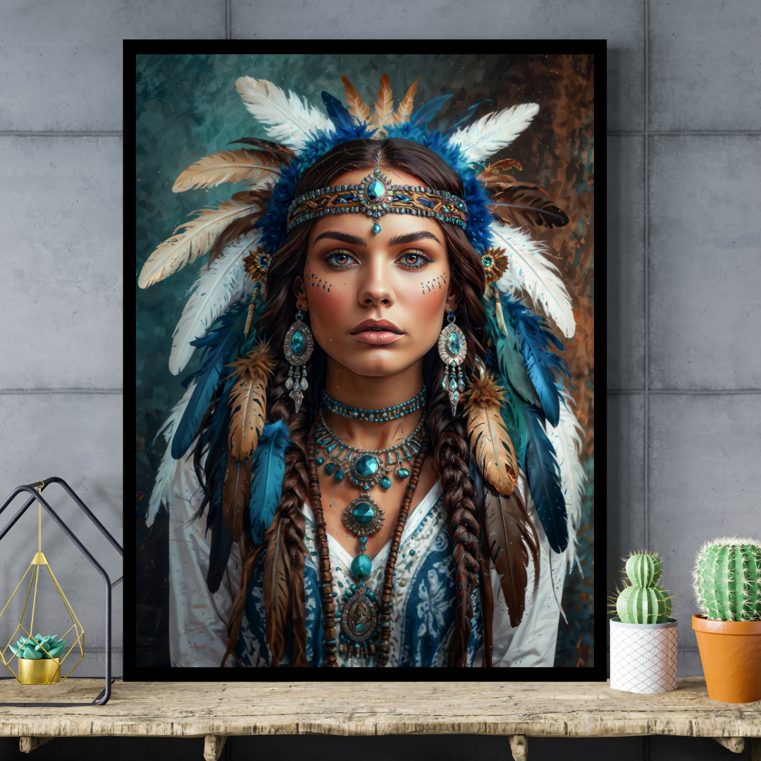 Poster | Aztec-Inspired Art | A blend of celestial beauty and tribal elegance
