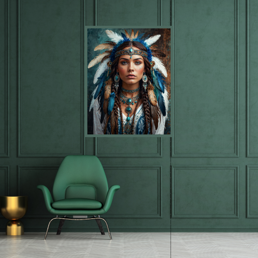 Poster | Aztec-Inspired Art | A blend of celestial beauty and tribal elegance