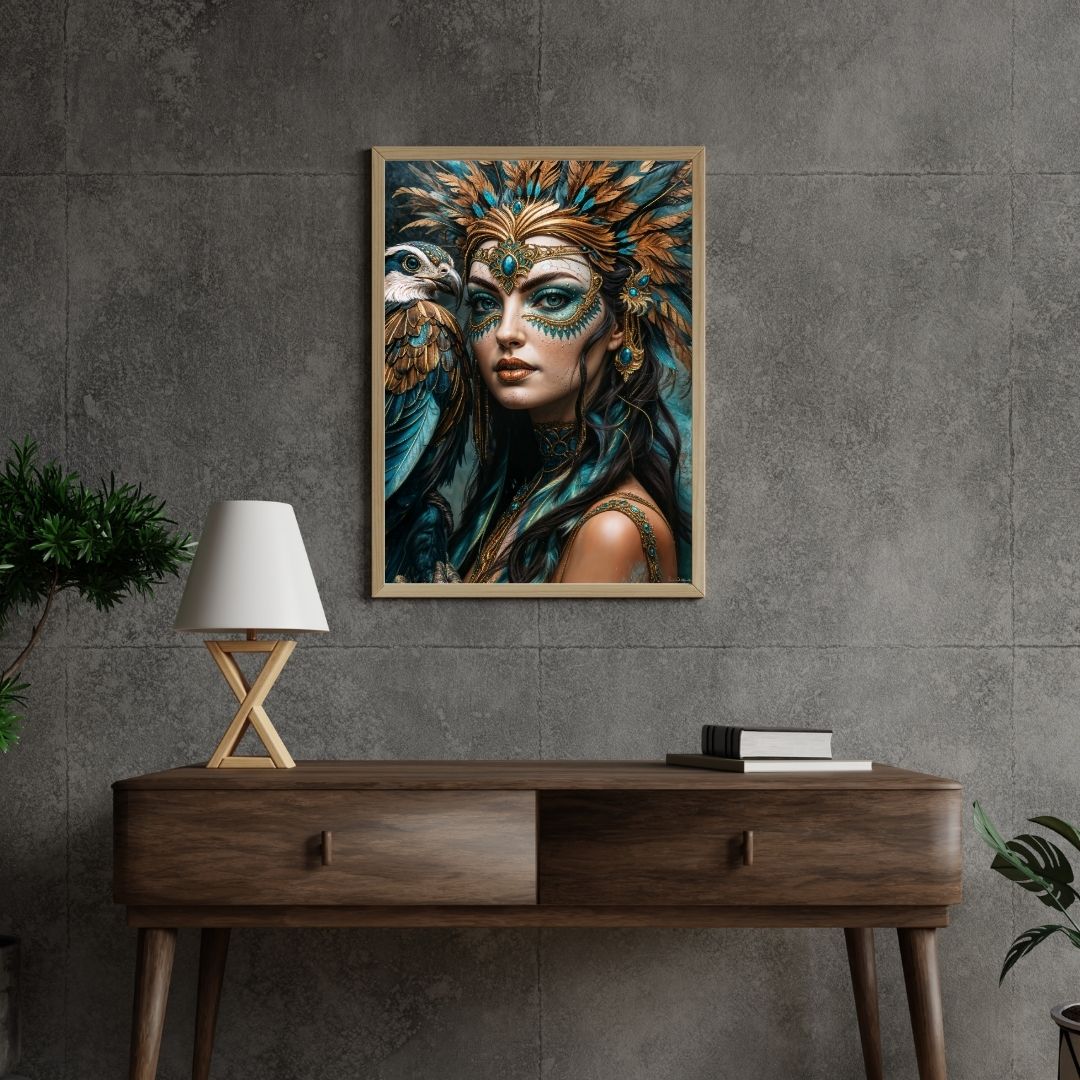 Affiche | Décoration murale Tribal Queen | Mat ou brillant | Portrait de femme | Intérieur de maison contemporain moderne 
