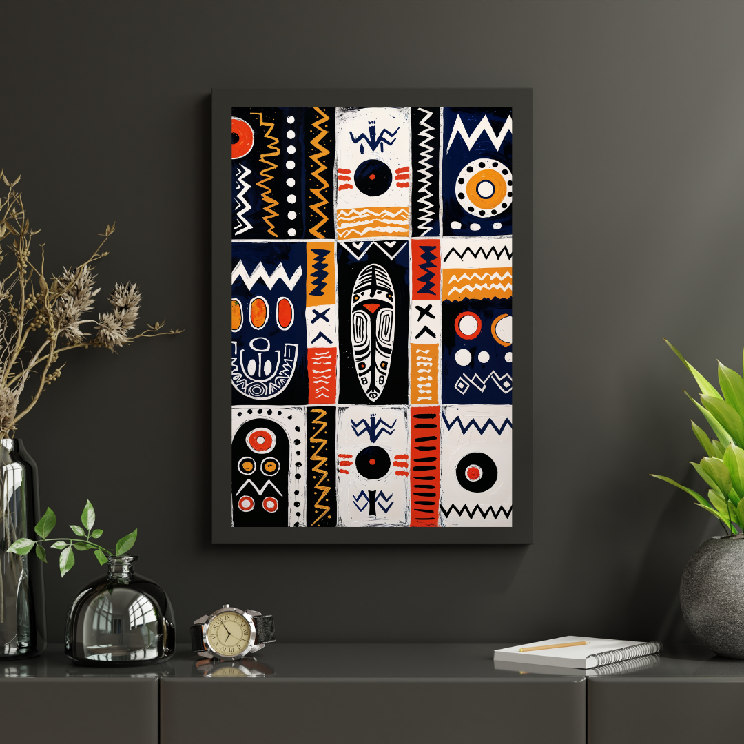 Poster | Abstract African Art with Symmetrical Geometric Designs
