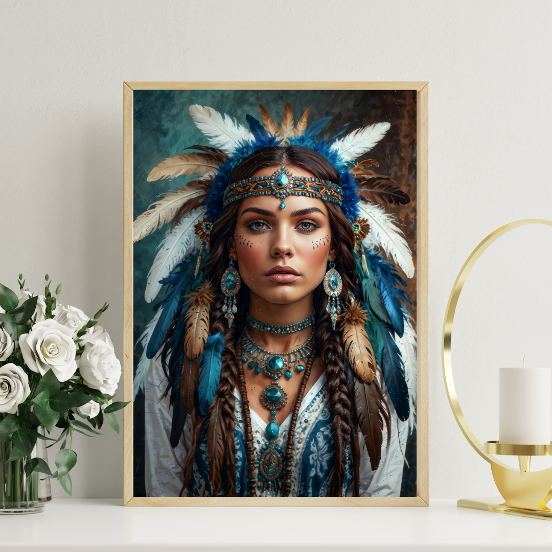 Poster | Aztec-Inspired Art | A blend of celestial beauty and tribal elegance