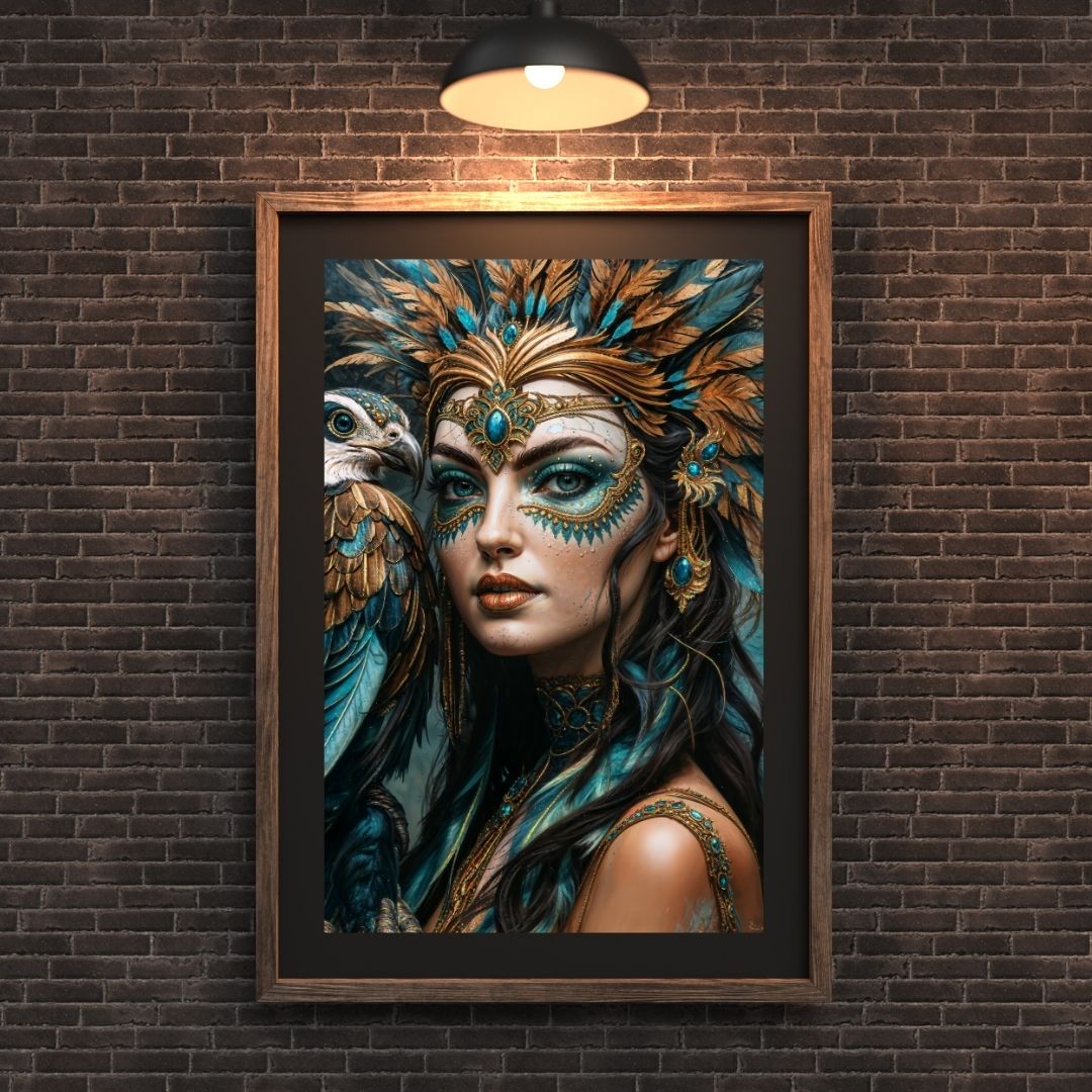 Affiche | Décoration murale Tribal Queen | Mat ou brillant | Portrait de femme | Intérieur de maison contemporain moderne 