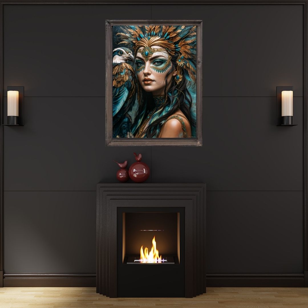 Affiche | Décoration murale Tribal Queen | Mat ou brillant | Portrait de femme | Intérieur de maison contemporain moderne 