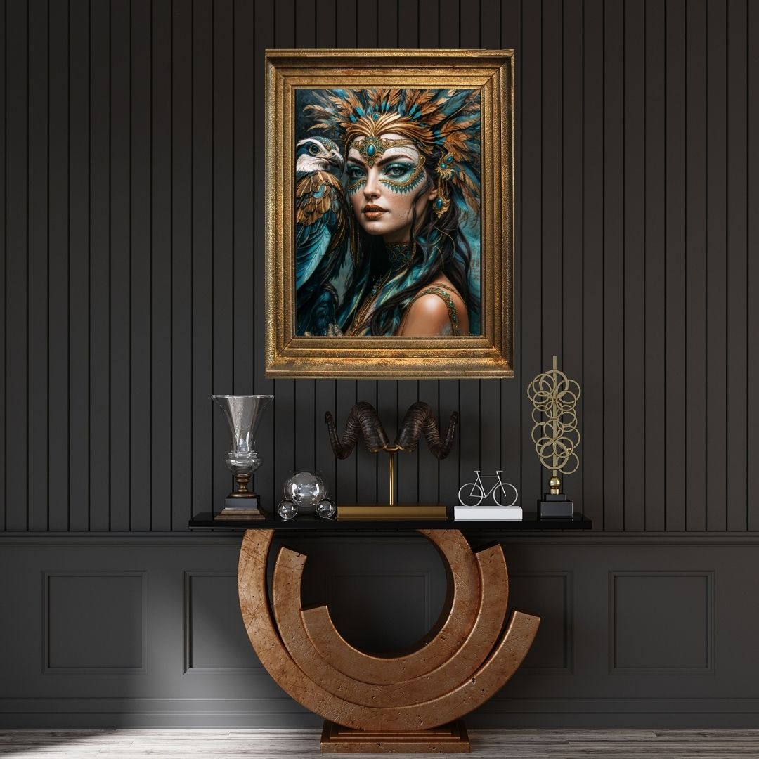 Affiche | Décoration murale Tribal Queen | Mat ou brillant | Portrait de femme | Intérieur de maison contemporain moderne 