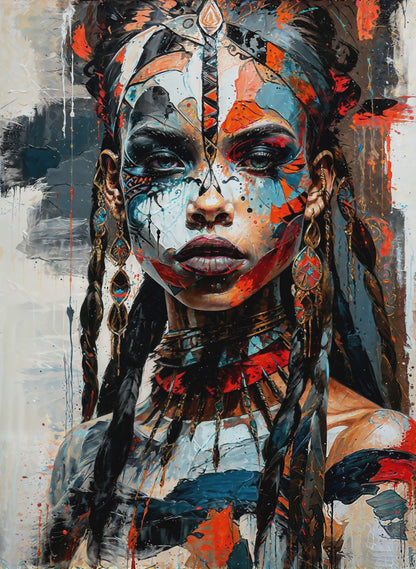 Poster | Glossy | Matt | High Quality Paper | Aztec Queen Wall Art - Mystical ethnic portrait, ideal for a stylish and cultural decoration
